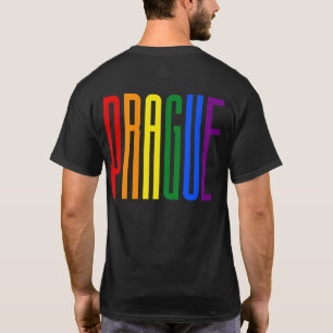 Farbiger Regenbogen Text LGBTQ Prag Gay Pride LGBT T-Shirt