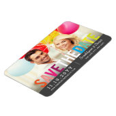 Farbiger Regenbogen Text Modernes Foto Save the Da Magnet (Linke Seite)