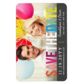 Farbiger Regenbogen Text Modernes Foto Save the Da Magnet (Vertikal)