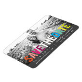 Farbiger Regenbogen Text Modernes Foto Save the Da Magnet (Linke Seite)