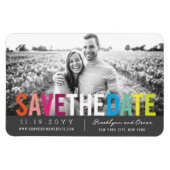 Farbiger Regenbogen Text Modernes Foto Save the Da Magnet (Horizontal)