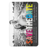 Farbiger Regenbogen Text Modernes Foto Save the Da Magnet (Vertikal)