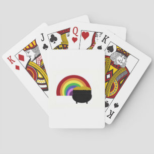 Farbiger Regenbogen und Goldtopf Spielkarten