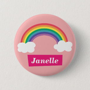 Farbiger Regenbogen und Wolken, für kleine Mädchen Button