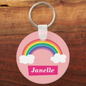 Farbiger Regenbogen und Wolken, für kleine Mädchen Schlüsselanhänger (Vorderseite)