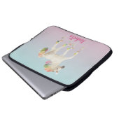 Farbiger Regenbogen Unicorn Poly Name - Laptop-Sie Laptopschutzhülle (Vorne Knopf)