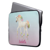 Farbiger Regenbogen Unicorn Poly Name - Laptop-Sie Laptopschutzhülle (Vorderseite Links)