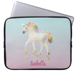 Farbiger Regenbogen Unicorn Poly Name - Laptop-Sie Laptopschutzhülle