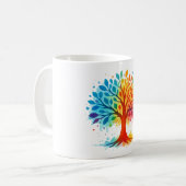Farbiger Regenbogenbaum-des-Lebens-Becher | Lebend Kaffeetasse (Vorderseite Links)