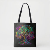 Farbiger Regenbogenbaum Glühwürmchen Moderne Kunst Tasche (Vorderseite)