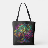 Farbiger Regenbogenbaum Glühwürmchen Moderne Kunst Tasche (Rückseite)