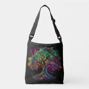 Farbiger Regenbogenbaum Glühwürmchen Moderne Kunst Tragetaschen Mit Langen Trägern