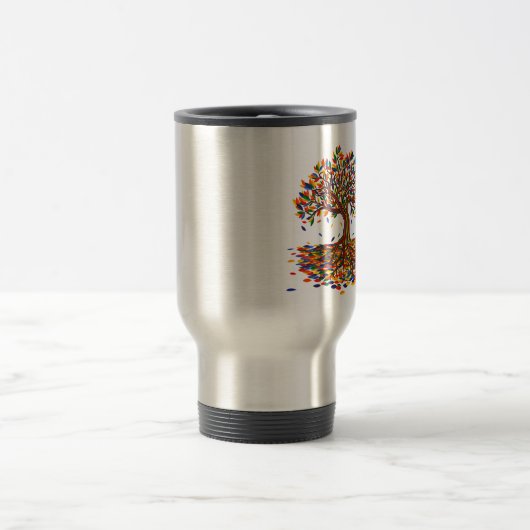 Farbiger Regenbogenbaum mit kräftigen Farben Reisebecher (Mittel)