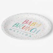 Farbiger Regenbogenbrunch Pappteller (Schrägansicht)