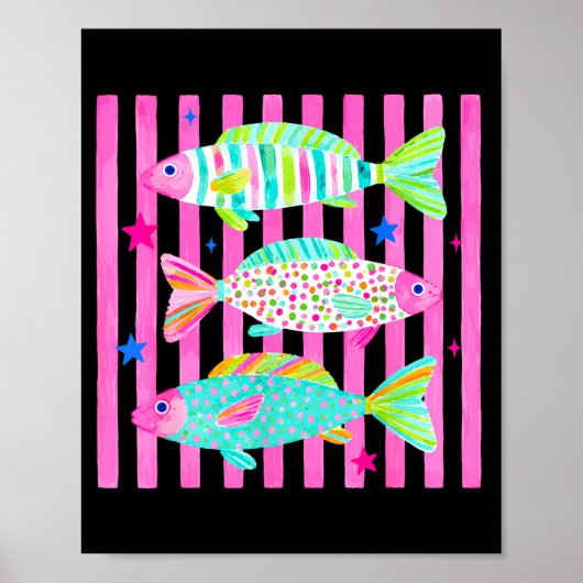 Farbiger Regenbogenforelle preppy Sommer Seelenleb Poster (Vorne)