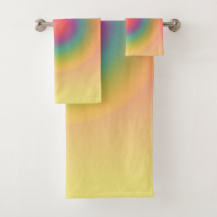 Farbiger Regenbogenkonzentrischer Circle Space Badhandtuch Set
