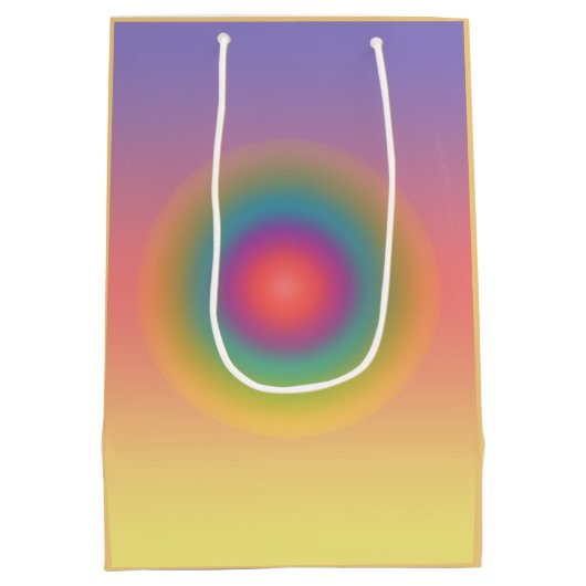 Farbiger Regenbogenkonzentrischer Circle Space Mittlere Geschenktüte (Rückseite)