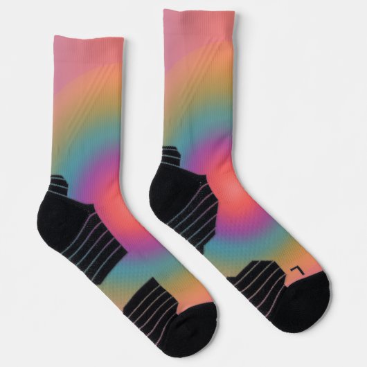 Farbiger Regenbogenkonzentrischer Circle Space Socken (Rechts)