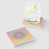 Farbiger Regenbogenkonzentrischer Circle Space Steinuntersetzer (Seitenansicht)