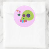 Farbiger Regenbogenschädel Runder Aufkleber (Tasche)
