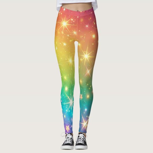 Farbiger Regenbogensternraum Leggings (Vorderseite)