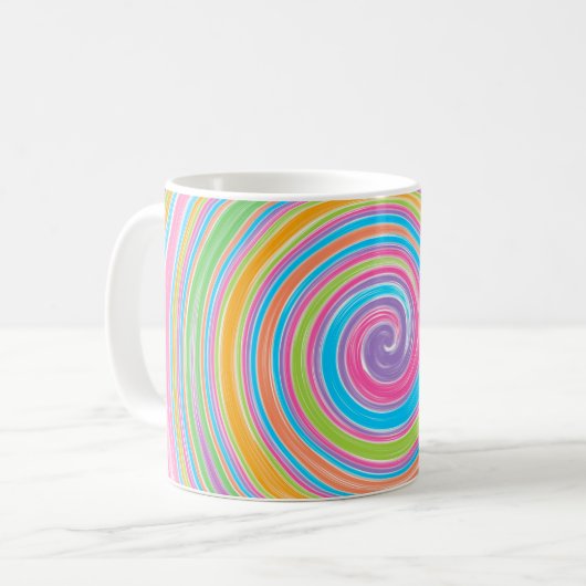 Farbiger Regenbogenwirbel Kaffeetasse (Vorderseite Links)
