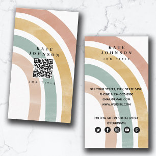 Farbiger Retro-Regenbogen-QR-Code Social Media Visitenkarte