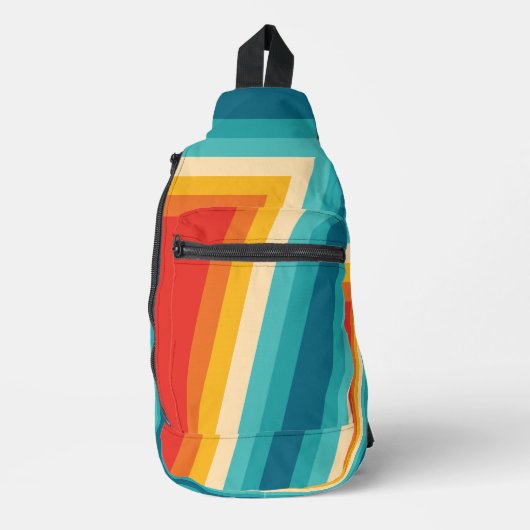 Farbiger Retro-Streifen - 70er, 80er-Design Crossbody Bag (Vorderseite)