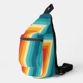 Farbiger Retro-Streifen - 70er, 80er-Design Crossbody Bag (Rechte Ecke)