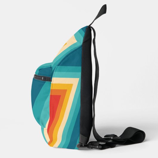 Farbiger Retro-Streifen - 70er, 80er-Design Crossbody Bag (Rechts)