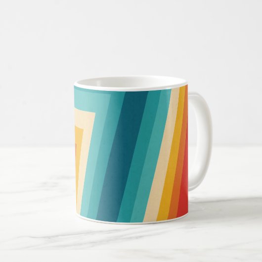 Farbiger Retro-Streifen - 70er, 80er-Design Kaffeetasse (VorderseiteRechts)