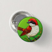 Farbiger Rotrückenwürger Vogel Button (Vorne & Hinten)
