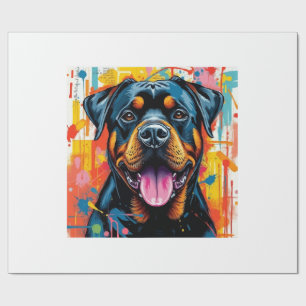 Farbiger Rottweiler Pop Art � Vibranter Spritzstil Geschenkpapier
