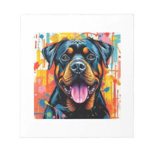 Farbiger Rottweiler Pop Art � Vibranter Spritzstil Notizblock