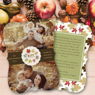 Farbiger rustikaler Thanksgiving-Blätterkranz 2 Fo Feiertagskarte