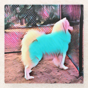 Farbiger Samoyed-Glas-Untersetzer Glasuntersetzer