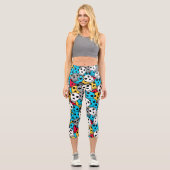 farbiger Schädel Capri Leggings (Vorderseite)