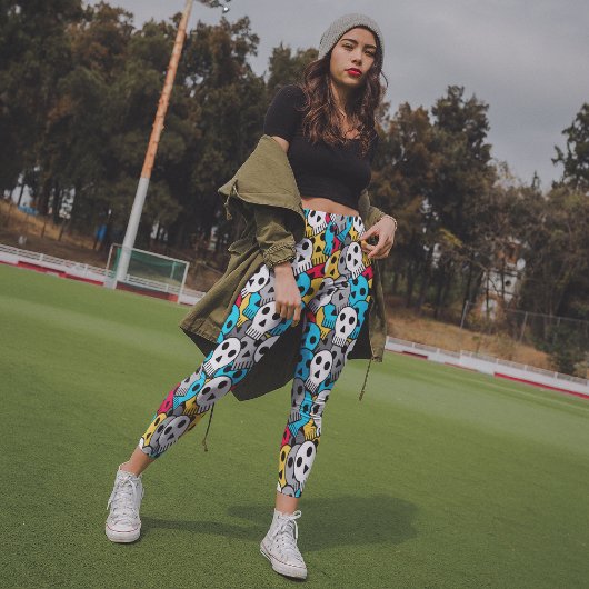 farbiger Schädel Capri Leggings