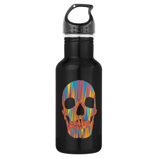 farbiger Schädel Edelstahlflasche (Vorderseite)