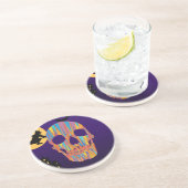 farbiger Schädel Getränkeuntersetzer (Seite)