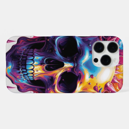 farbiger Schädel iPhone Hülle (Rückseite (Horizontal))