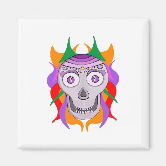 farbiger Schädel Magnet (Vorne)