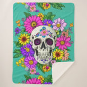 farbiger Schädel mit Blume Sherpadecke (Vorderseite)