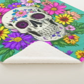 farbiger Schädel mit Blume Sherpadecke (3/4)
