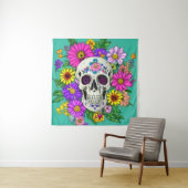 farbiger Schädel mit Blume Wandteppich (Beispiel)