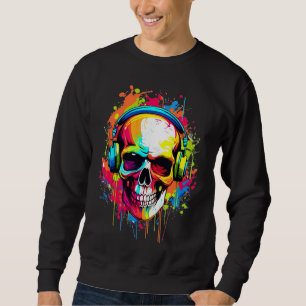 Farbiger Schädel mit Kopfhörern Sweatshirt