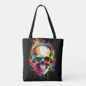 Farbiger Schädel mit Kopfhörern Tasche (Rückseite)