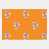 Farbiger Schmetterling auf Orange Geschenkpapier Set (Vorderseite 3)