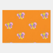 Farbiger Schmetterling auf Orange Geschenkpapier Set (Vorderseite 2)