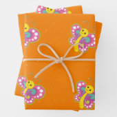 Farbiger Schmetterling auf Orange Geschenkpapier Set (Beispiel)